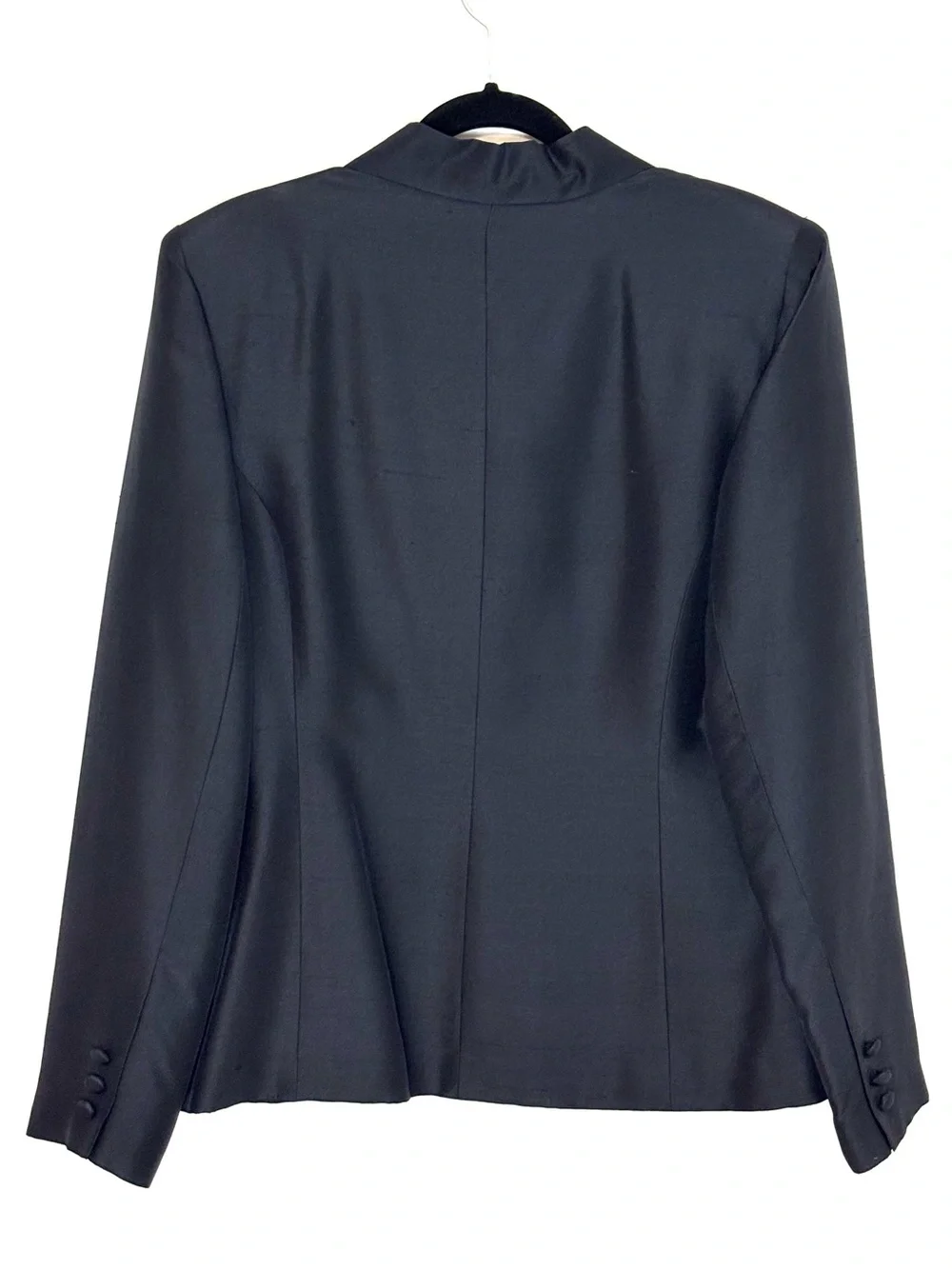 Vintage J. Peterman 100% Silk Black Blazer Jacket Size 16 Classic Tailored